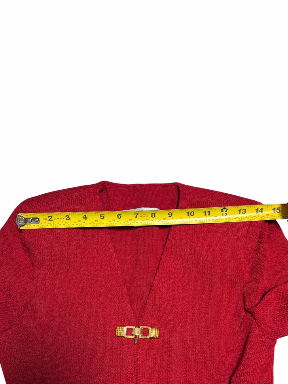 ST. JOHN Santana Knit Suit V-Neck Jacket with Gold Hardware - Picture 8 of 14